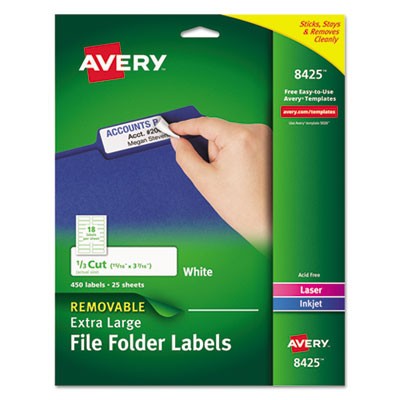 Avery Dennison 8425 Labels Extra-large Trueblock Filing Labels AVE8425 818236628987