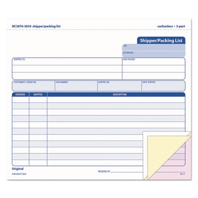 Tops 3834 Forms & Record Keeping Shipper/packing List Snap-off Form TOP3834 818238723840