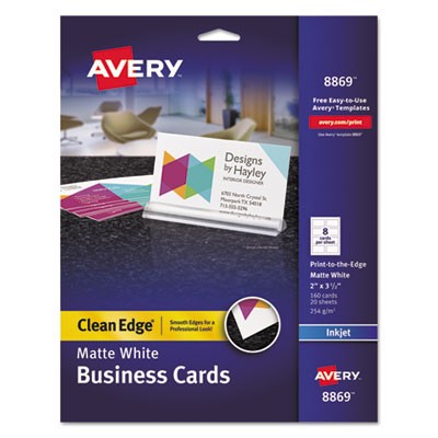 Avery Dennison 08869 Printing Media Inkjet Two-side Printable Premium Clean Edge Business Cards AVE8869 044113403501