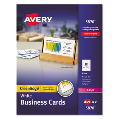 Avery Dennison 05870 Printing Media Laser Two-side Printable Premium Clean Edge Business Cards AVE5870 072782058708