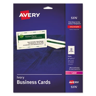 Avery Dennison 05376 Printing Media Laser Microperforated Business Cards AVE5376 072782053765