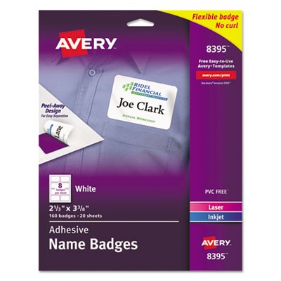 Avery Dennison 08395 Labels Flexible Adhesive Name Badge Labels AVE8395 818238844415