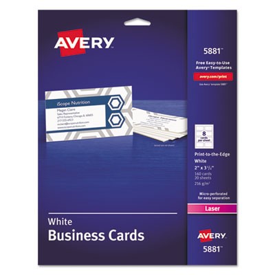 Avery Dennison 05881 Printing Media Color Laser Microperforated Business Cards AVE5881 045555899310