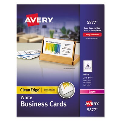 Avery Dennison 05877 Printing Media Laser Two-side Printable Premium Clean Edge Business Cards AVE5877 689128697479