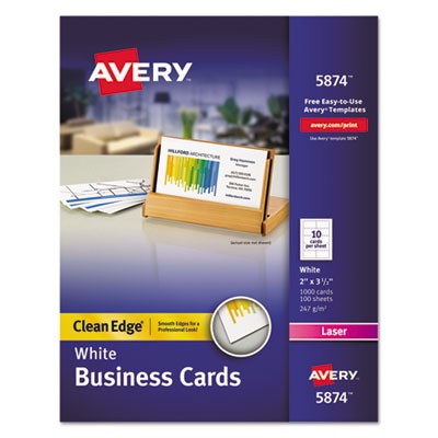 Avery Dennison 05874 Printing Media Laser Two-side Printable Premium Clean Edge Business Cards AVE5874 072782058746