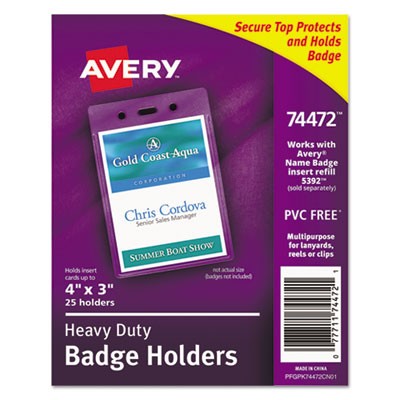 Avery Dennison 74472 Holders & Clips Vertical Style Heavy-duty Badge Holder AVE74472 067933744722