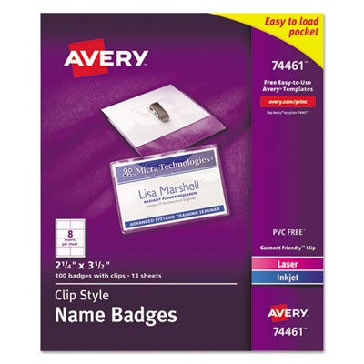 Avery Dennison 74461 Printing Media Clip-style Name Badges AVE74461 077711744615