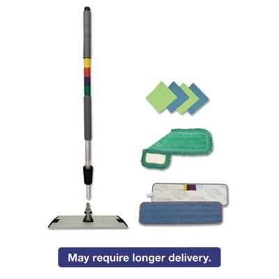 Unisan MFKIT Uncategorized Microfiber Cleaning Kit, 18" Blue/green Microfiber Head, 35" To 60" Gray Aluminu (mfkit) (bwkmfkit) BWKMFKIT 10749507981425