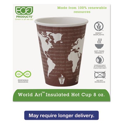 Eco-Products EPBNHC8WD Cups & Mugs World Art Insulated Hot Cups ECOEPBNHC8WD 818285767422