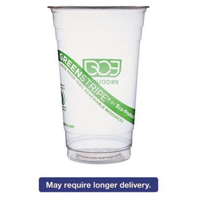 Eco-Products EPCC20GS Uncategorized Greenstripe Renewable And Compostable Cold Cups, 20 Oz, Plastic, Clear, 50/pack, (epcc20gs) (ecoepcc ECOEPCC20GS 