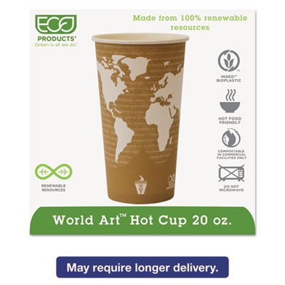 Eco-Products EPBHC20WA Uncategorized World Art Renewable And Compostable Hot Cups, 20 Oz, Paper, Brown/white, 50/pack (epbhc20wa) (ecoepb ECOEPBHC20WA 