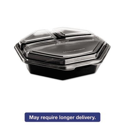Solo Cup 864628PS94 Uncategorized Octaview Hinged-lid Cold Food Containers, 3 Compartments, 36 Oz, 9.57 X 9.2 X 2. (864628ps94) (scc86 SCC864628PS94 00041165203240