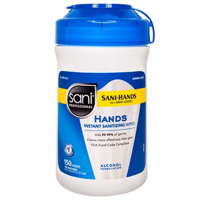 Nice-Pak NICP43572 Uncategorized Hands Instant Sanitizing Wipes, 6 X 5, Unscented, White, 150/canister, 12 Canist (nicp43572) (nicp43 NICP43572CT 20310819050078