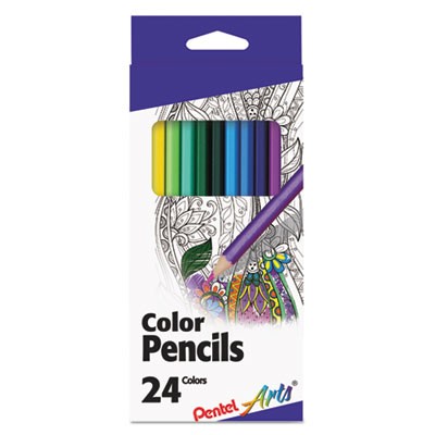 Pentel CB824 Uncategorized Color Pencils, 1.98 Mm, H (#3), Assorted Lead And Barrel Colors, 24/pack (cb824) (pencb824pk) PENCB824PK 