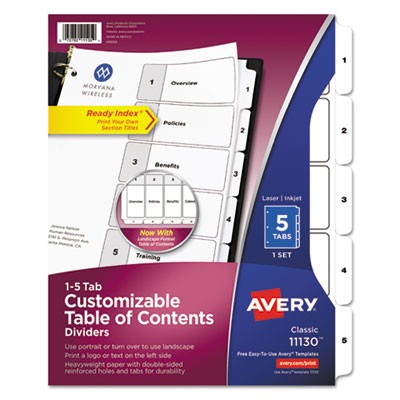 Avery Dennison 11130 Tab Indexes Classic Ready Index Table Of Contents Divider AVE11130 067933111302