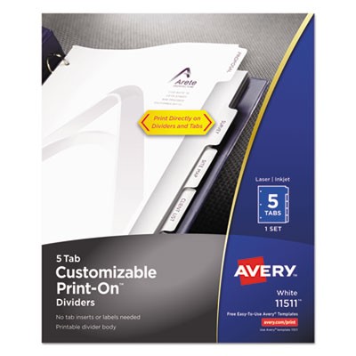 Avery Dennison 11511 Tab Indexes Customizable Print-on Dividers AVE11511 641438010454