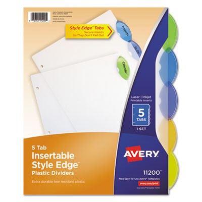 Avery Dennison 11200 Tab Indexes Style Edge Clear Plastic Insertable Divider AVE11200 072782112004