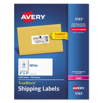 Avery Dennison 05163 Labels Shipping Labels With Trueblock Technology AVE5163 002900548859
