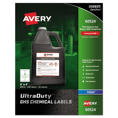 Avery Dennison 60524 Labels Ultraduty Ghs Chemical - Pigment-based Inkjet AVE60524 072782605247