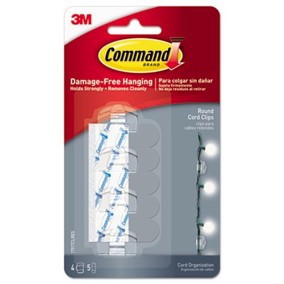 3m 17017CLR Cable Management Round Cord Clips With Clear Strips MMM17017CLRES 051141379708