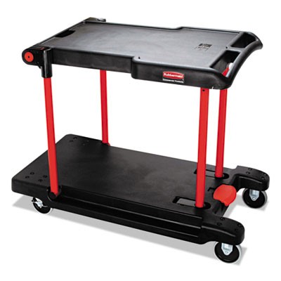 Rubbermaid FG430000BLA Uncategorized Convertible Utility Cart, Plastic, 2 Shelves, 400 Lb Capacity, 23.88" X 45.13" X (fg430000bla) (rcp4 RCP430000BK 