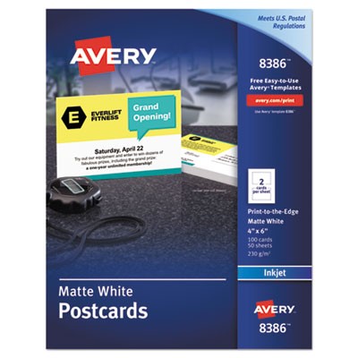 Avery Dennison 08386 Printing Media Inkjet Postcards AVE8386 072782083861