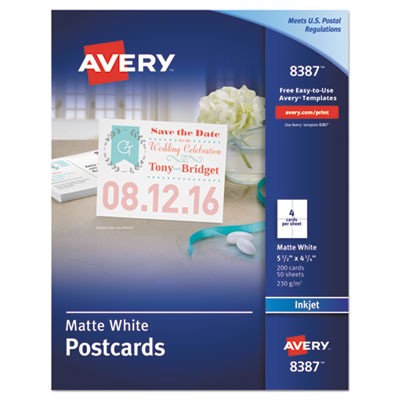 Avery Dennison 08387 Printing Media Inkjet Postcards AVE8387 696551239596