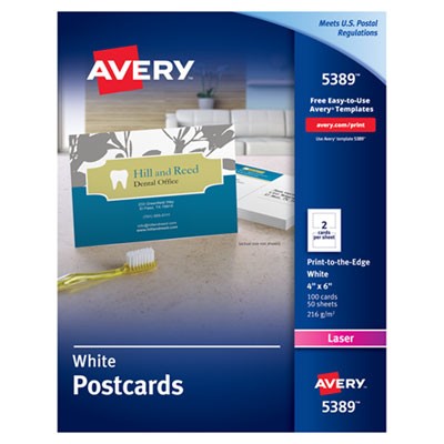 Avery Dennison 05389 Printing Media Laser Postcards AVE5389 000014111518