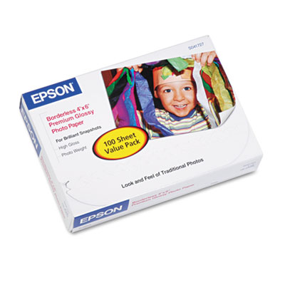 Epson SO41727 Uncategorized Premium Photo Paper, 10.4 Mil, 4 X 6, High-gloss White, 100/pack (so41727) (epss041727) Pg.1213. EPSS041727 010343846753