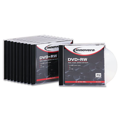 Innovera 46846 DVD/CD Media Dvd+rw Discs, 4.7gb, 4x, W/slim Jewel Cases, Silver, 10/pack IVR46846 727523169464