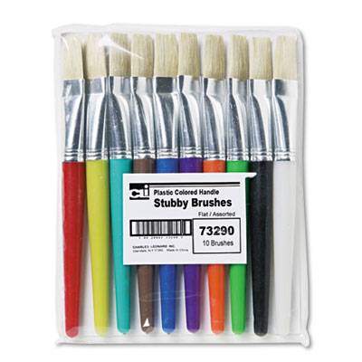 Charles Leonard 73290 Uncategorized Bright Colored Flat Stubby Brushes LEO73290 026487732906