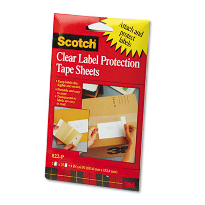 3m Scotch Label Protection Tape Sheet 50 / Pack 822p 4" Width X 6" Length 